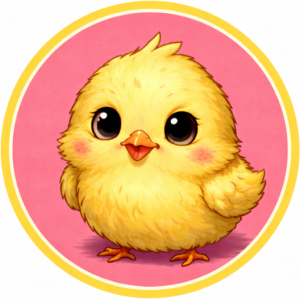 ヒヨ子の画像（ふわふわの黄色いひよこ）